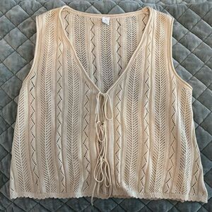 Old Navy Beige Knit Tie-Front Tank Top